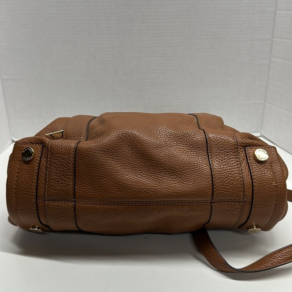 Michael Kors Naomi Bowling Purse Bag Leather Braided Handle Satchel Cognac Brown - Picture 6 of 10